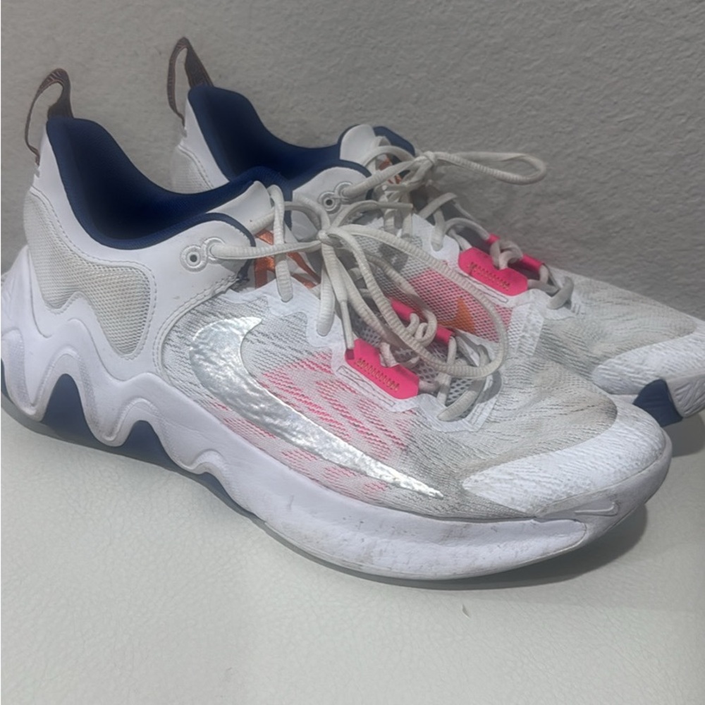 Nike White Sneakers with Pink and Orange Accents